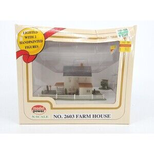Model Power N Scale 2603 Farm House Lighted Structure NOS Box Great Cond